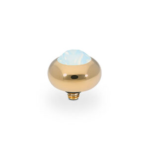 Tondo  10 mm gold , white opal