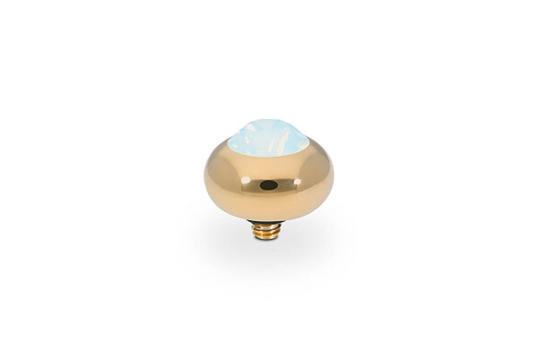 Tondo  10 mm gold , white opal