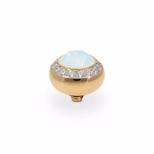 Tondo de luxe 10 mm gold white opal