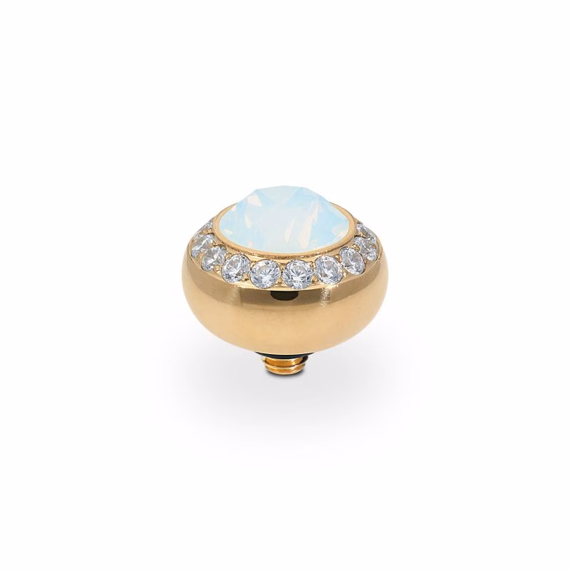 Tondo de luxe 10 mm gold white opal