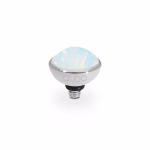 Bottone 10 mm silver white opale