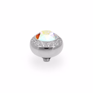 Tondo de luxe 10 mm silver white opale