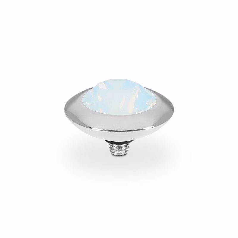 Tondo 13 mm silver white opal
