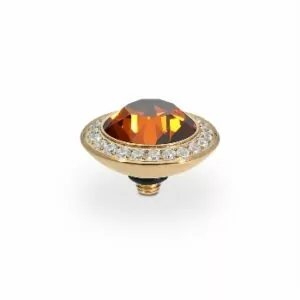 Tondo de luxe 13 mm gold smoked topaz